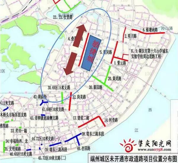 肇庆城东新区发展以信安路以西为重点,该区域发展较早,已很
